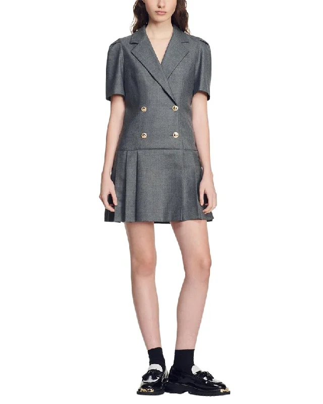 New Arrival Sandro Woven Wool-Blend Dress
