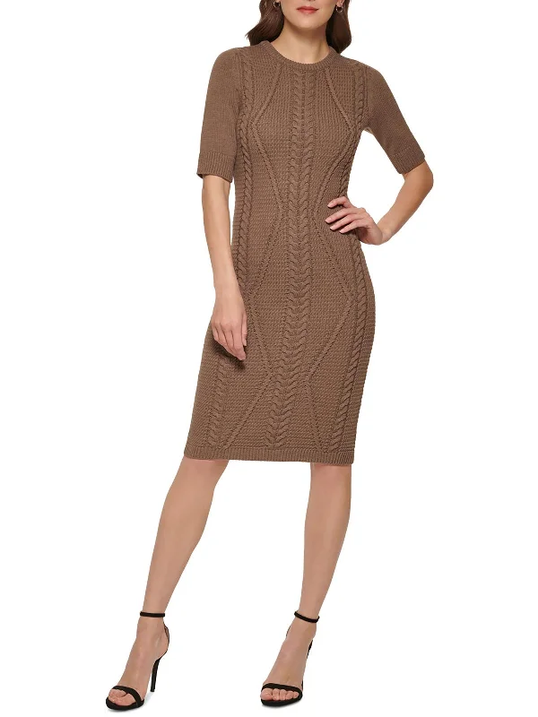 Can't Miss Womens Cable Knit Midi Sweaterdress