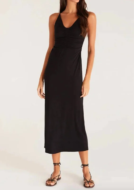 Stock Clearance Positano Midi Dress In Black