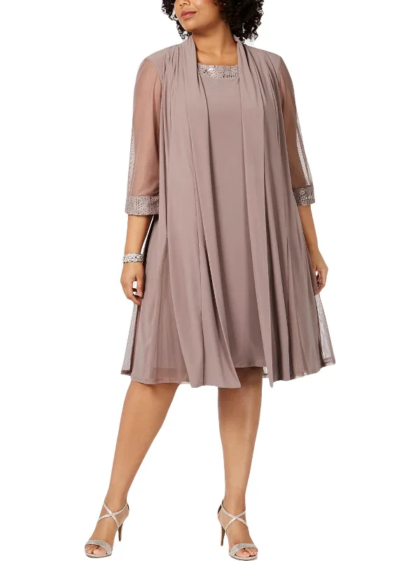 Year-End Clearance Plus Womens Embellished Evening Two Piece Dress