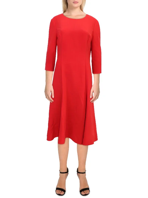 Mega Sale Womens Flared Three-Quarter Sleeve Midi Dress