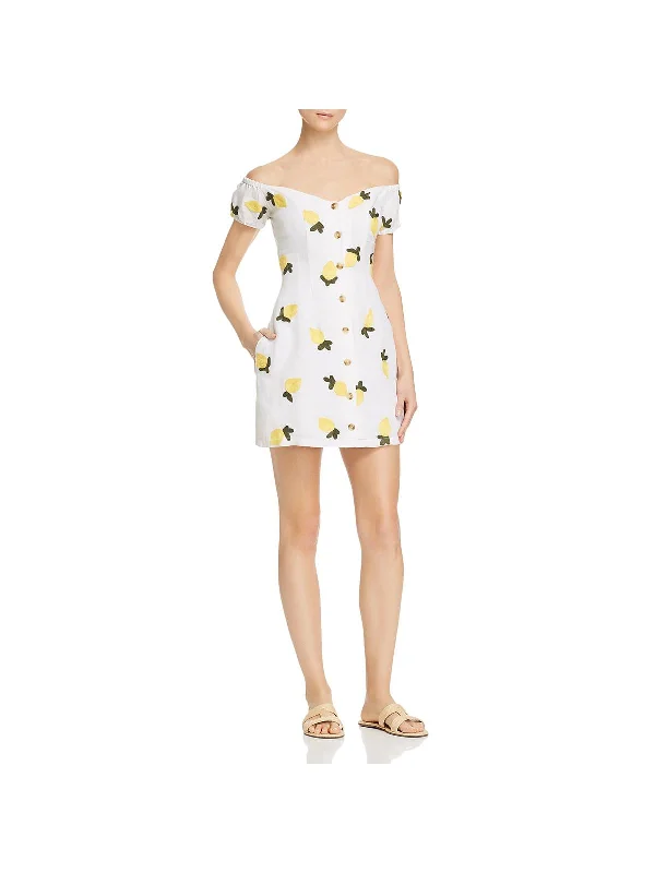 Buy More, Save More Nora Womens Linen Blend Embroidered Mini Dress