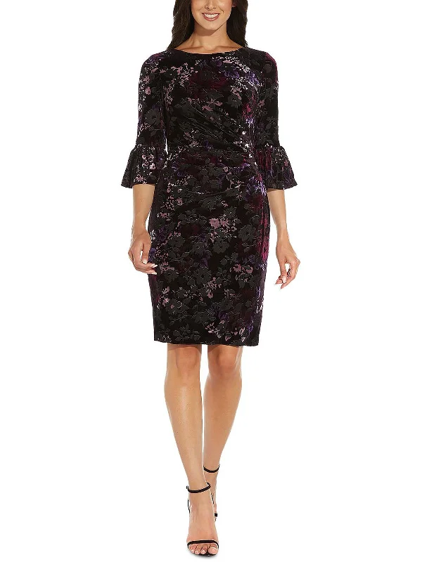 Year-End Sale Womens Velour Mini Sheath Dress