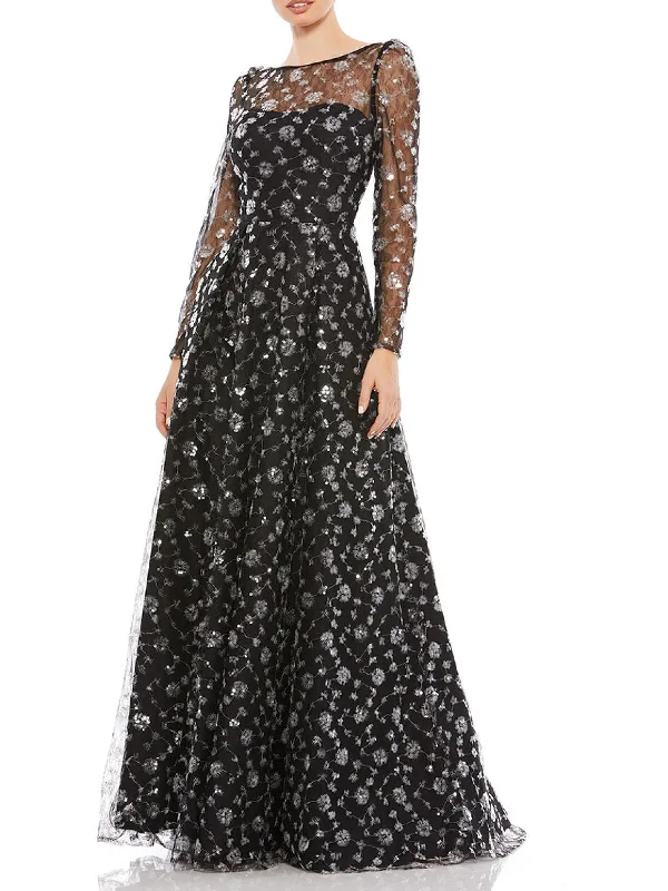 Super Sale Womens Floral Open Back Evening Dress