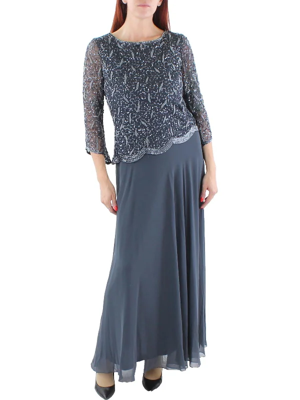 Weekend Flash Sale Womens Mesh Embellished Evening Dress