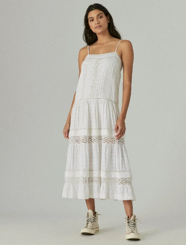 New Deals Lucky Brand Womens Lace Maxi Dress