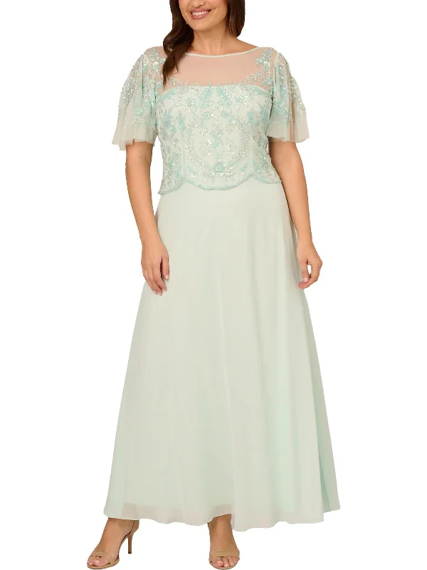 TIME-Limited Offer Womens Beaded Maxi Evening Dress