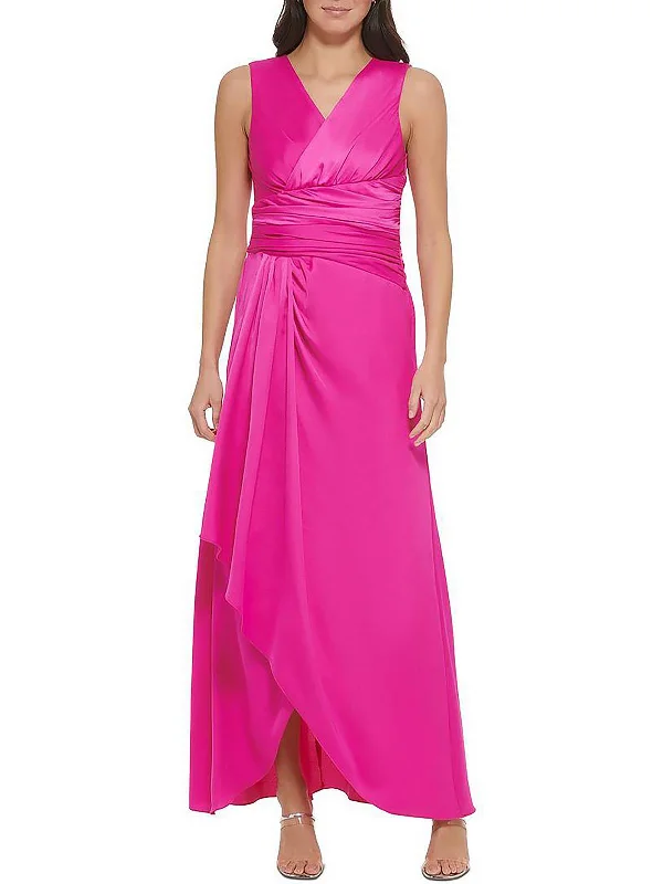 Special Promotion Womens Satin Ruched Evening Dress
