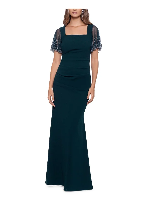 Bonus Savings Womens Crepe Ruched Evening Dress