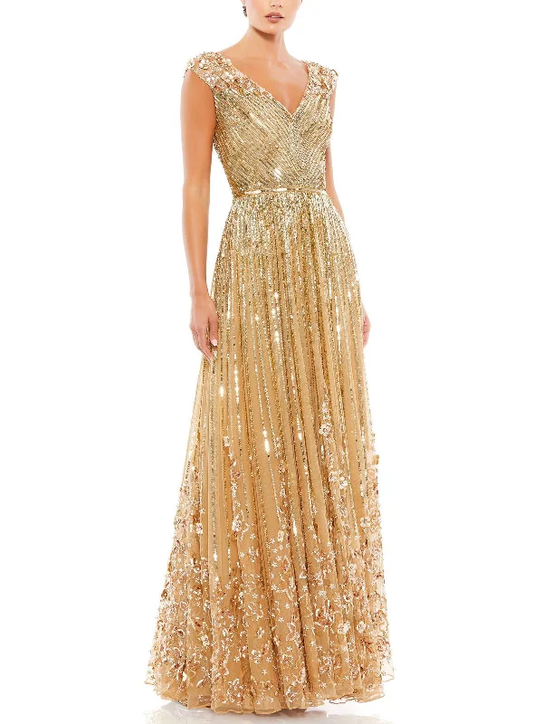 Savings Galore Womens Sequined Maxi Evening Dress