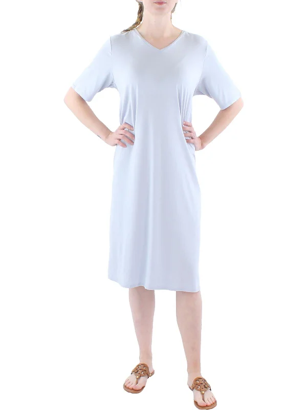 YEAR-End Clearance Womens V-Neck Knee T-Shirt Dress
