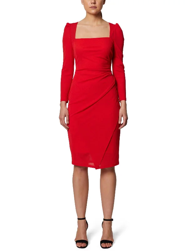 Limited Availability Womens Faux Wrap Midi Cocktail and Party Dress