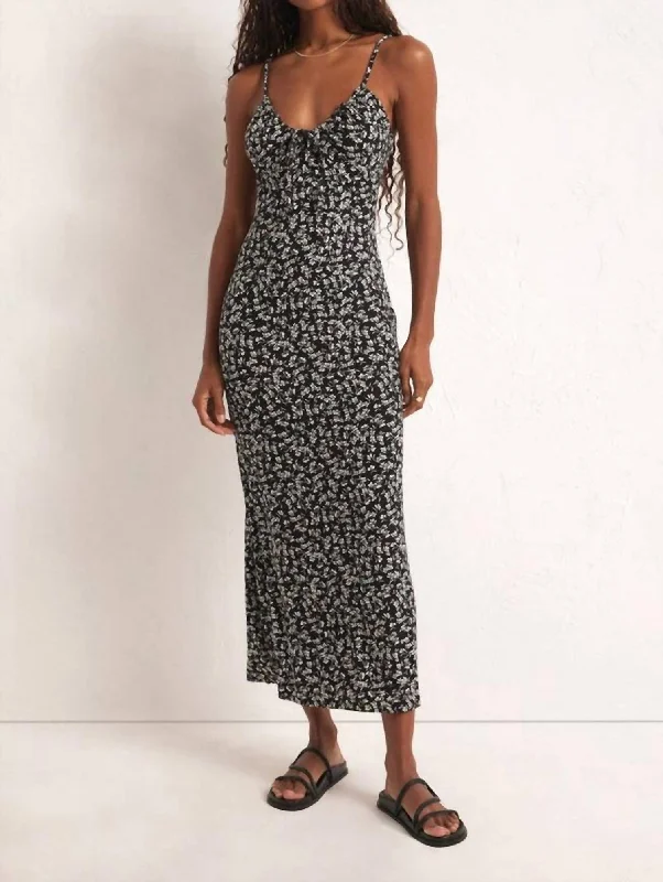 Price Buster Melinda Gia Ditsy Midi Dress In Black