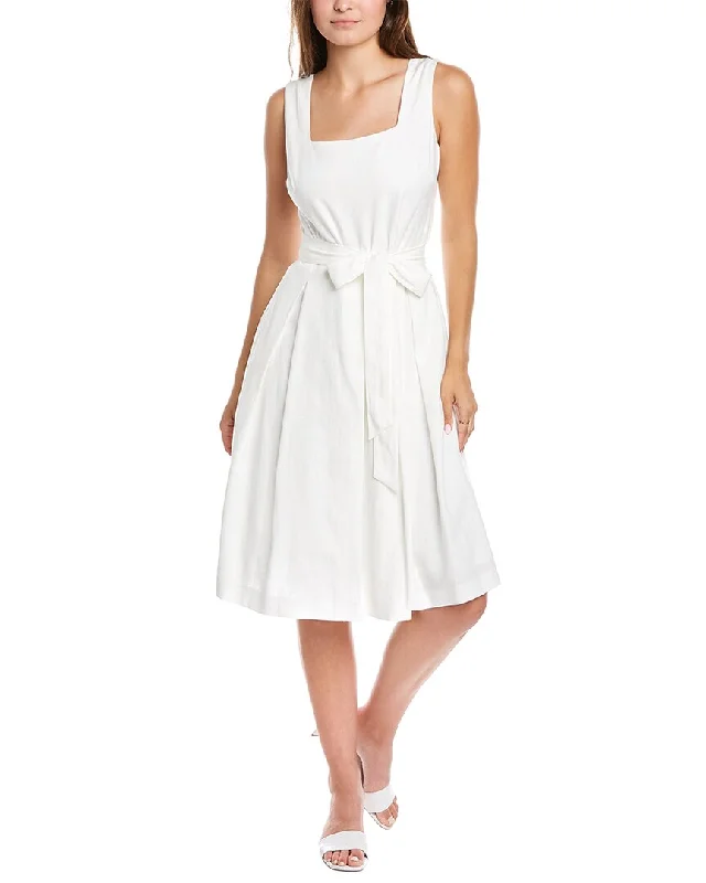 Fantastic Deals Anne Klein Tie Waist Linen-Blend A-Line Dress