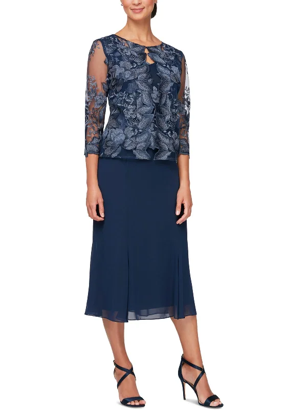 Instant Discount Womens Lace Midi Cocktail and Party Dress