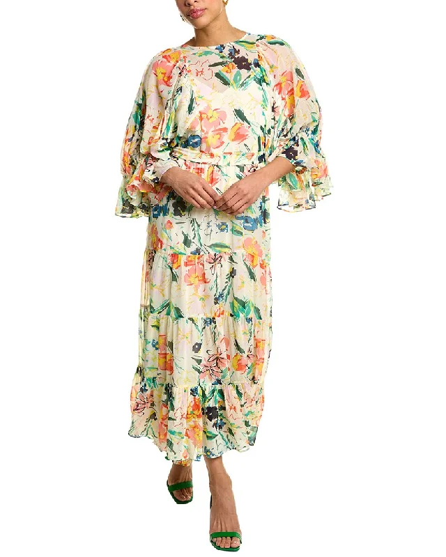Deal Explosion Ted Baker Balloon Sleeve Maxi Dress