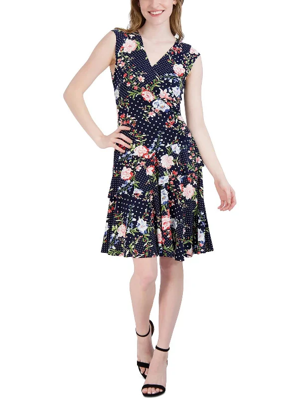 Savings Event Petites Womens Ruffled Short Mini Dress