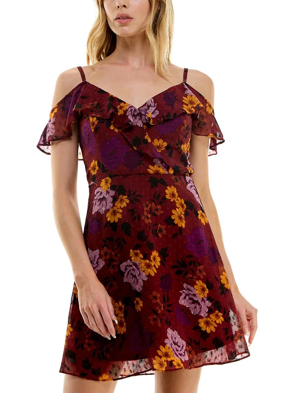 Extra Discounts Juniors Womens Cocktail Mini Fit & Flare Dress