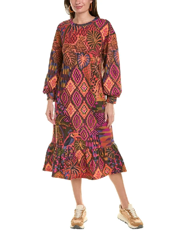 Lowest Price FARM Rio Jungle Animals Tapestry Sweatshirt Midi Dress