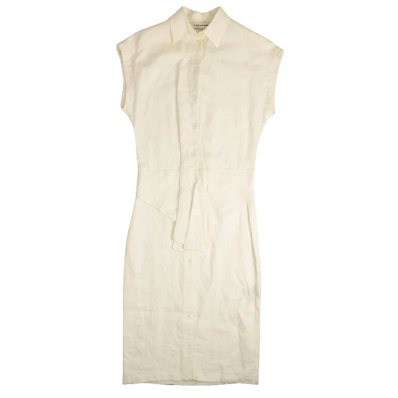 Price Drop Alert White Button Down Sleeveless Shirt Dress