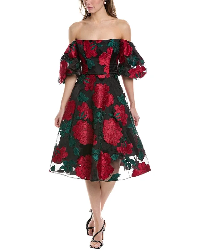Final Clearance Marchesa Notte Off-The-Shoulder Cocktail Dress