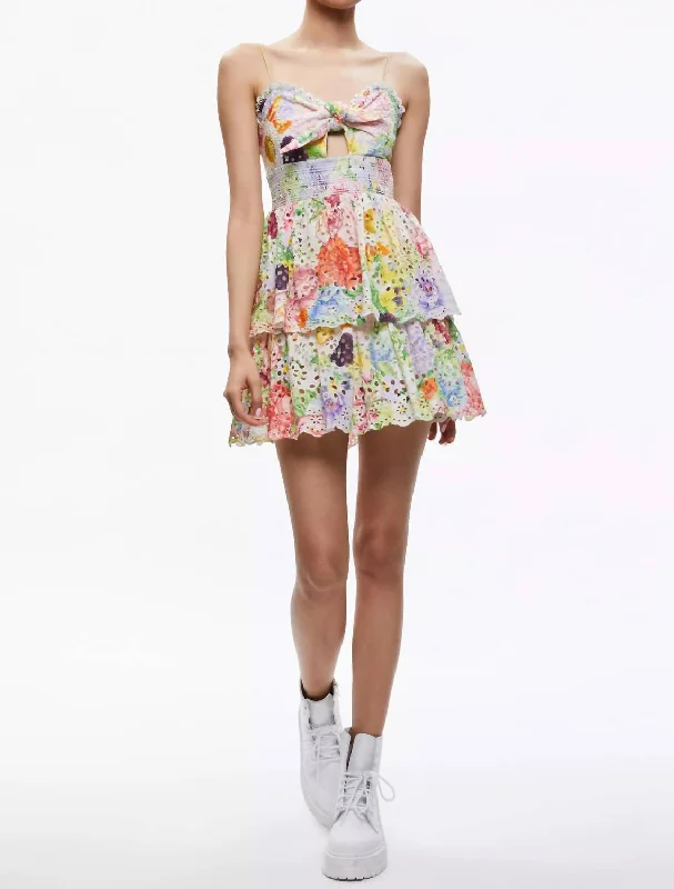 Hot Deal Fina Waist Ruffle Mini Dress In Dawn Floral