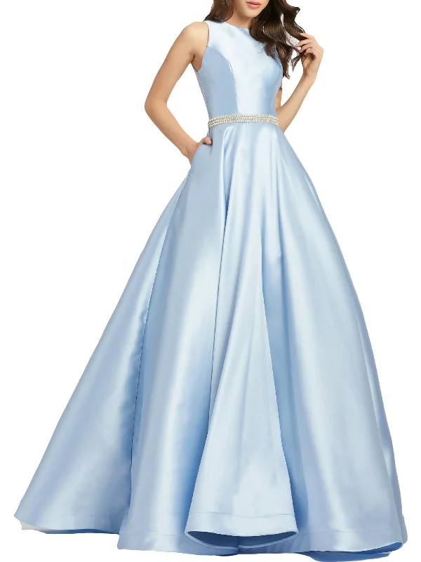 Markdown Madness Womens High Neck Beaded Waist Evening Dress