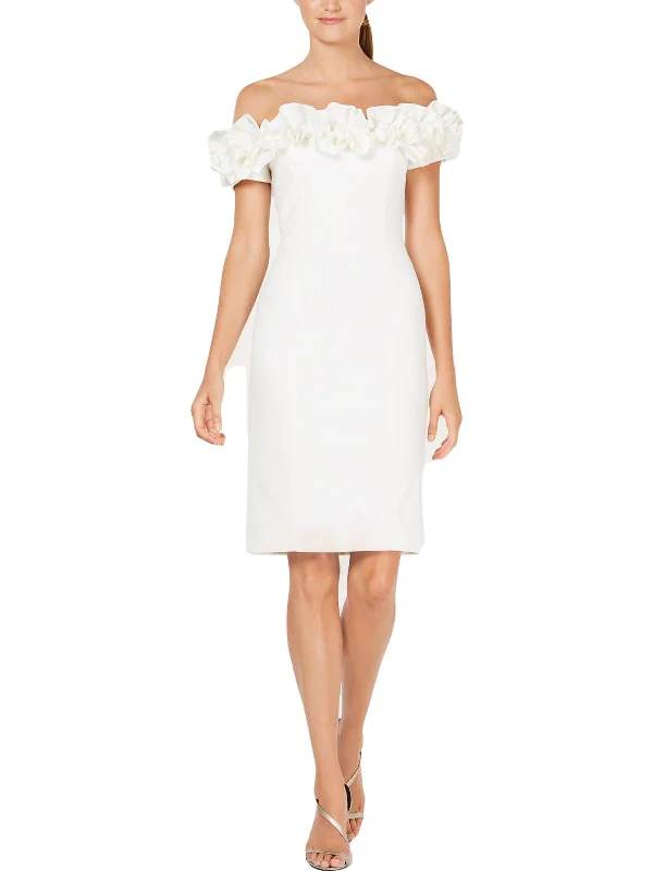 Online Specials Womens Ruffled Off-The-Shoulder Sheath Dress