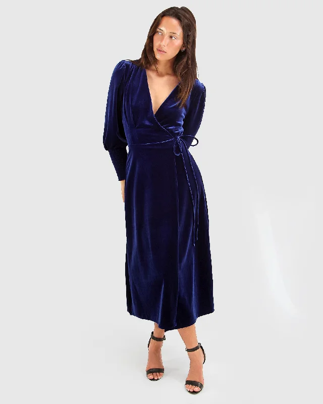 Price Cut Current Mood Velvet Wrap Dress