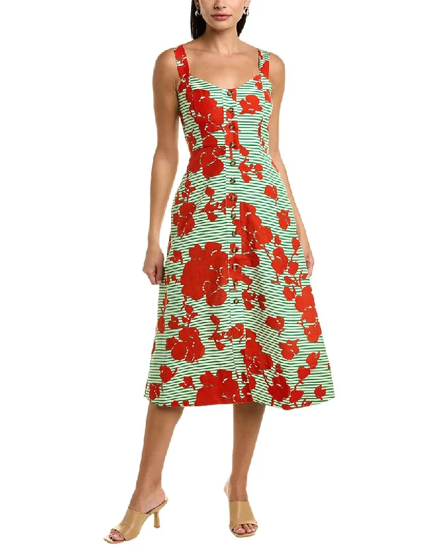 Time-Limited Offer Hunter Bell Nellie Linen-Blend Midi Dress