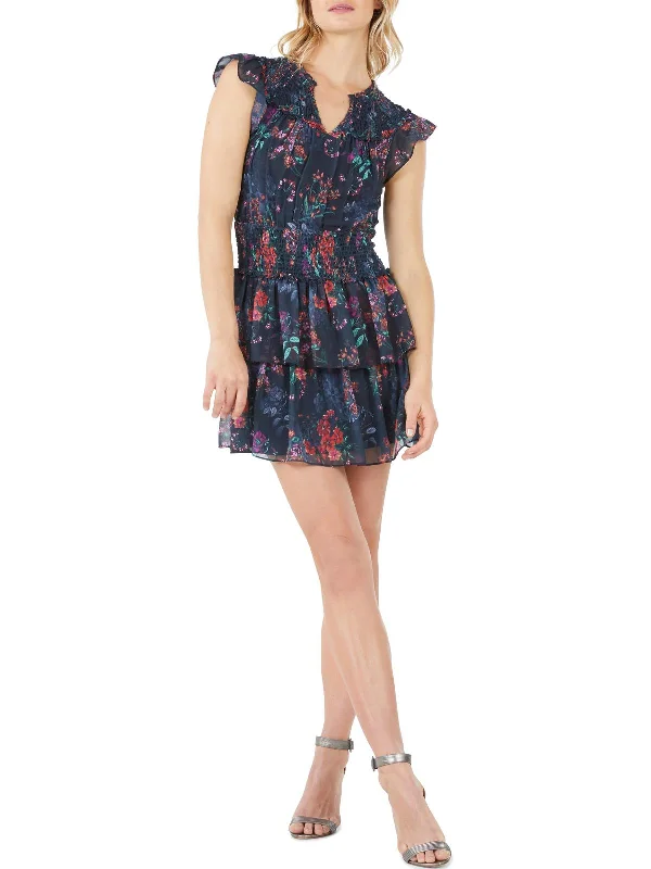 Seasonal Sale Ela Womens Floral Sheer Mini Dress