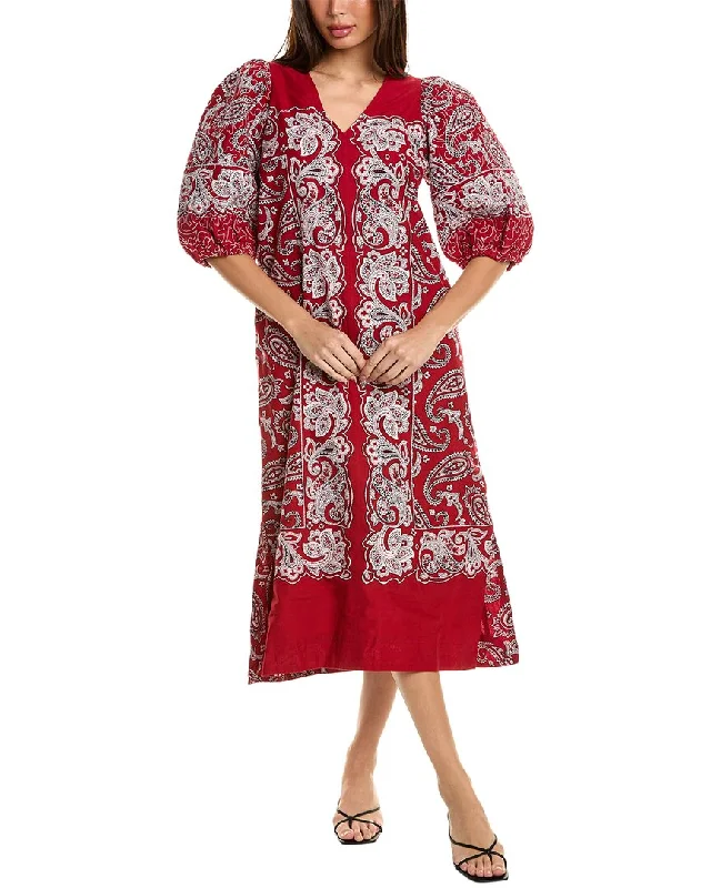 Take Advantage SEA NY Theodora Paisley Print Puff Sleeve Maxi Dress