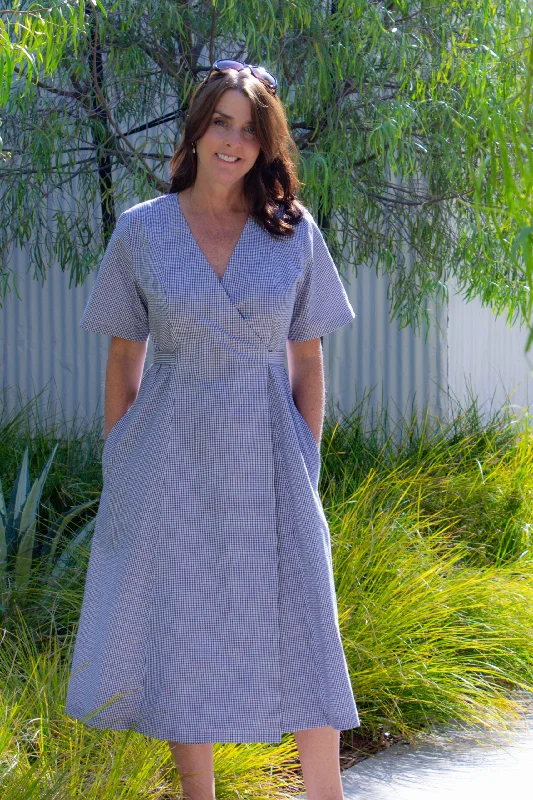 Price Rollback Blue Dot Patterns Andrea Wrap Dress and Top