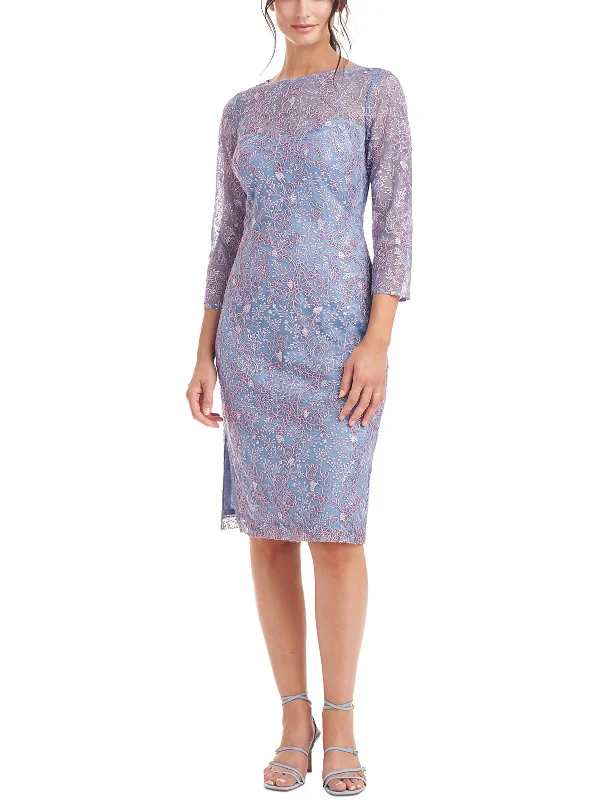 Great Bargains Plus Womens Embroidered Knee-Length Cocktail and Party Dress