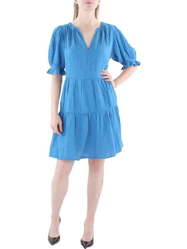 Daily Deals Womens Split Neck Short Mini Dress