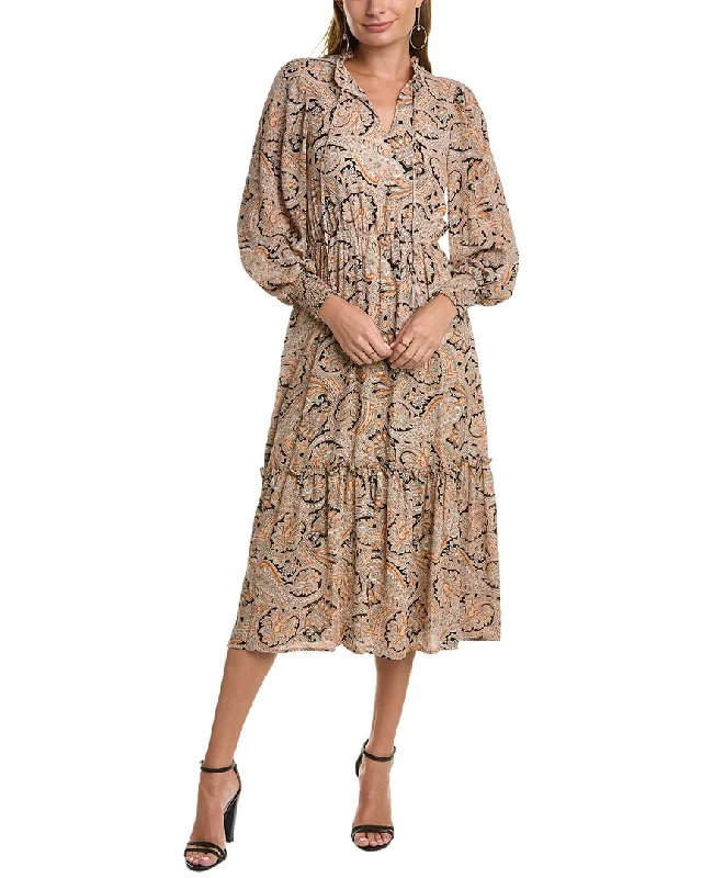Blowout Sale T Tahari Split Ruffle Neck Maxi Dress