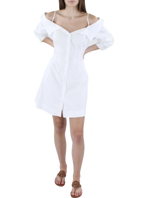 Final Clearance Womens Collared Mini Shirtdress