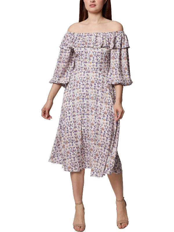 Savings Spectacular Womens Floral Knee Midi Dress