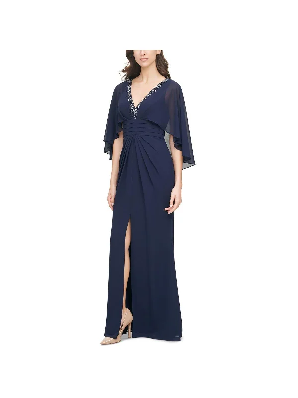 Closeout Womens Beaded Neckline Maxi Evening Dress