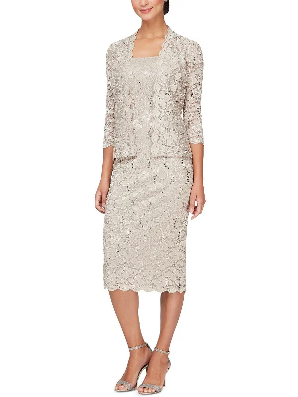 Deal Explosion Womens 2PC Lace Midi Dress
