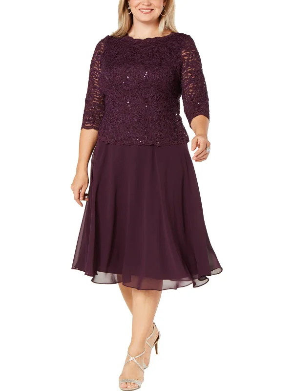 New Deals Plus Womens Lace Sequin Cocktail and Party Dress