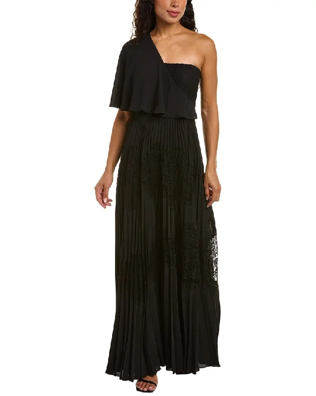 Limited Time Discount Mikael Aghal Pleated Lace Gown