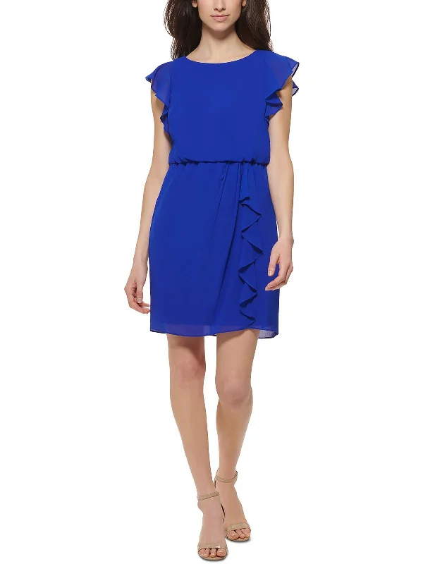 Deal Mania Womens Ruffled Short Mini Dress