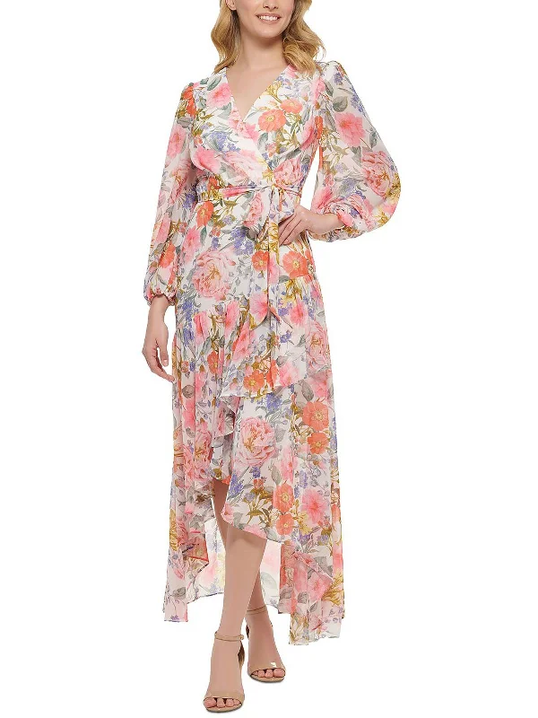 Extra Discounts Womens Floral Print Maxi Wrap Dress