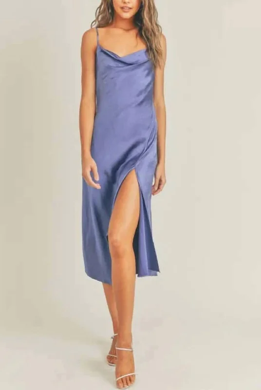 Must-Have Deals Satin Slip Dress in Rivera Blue