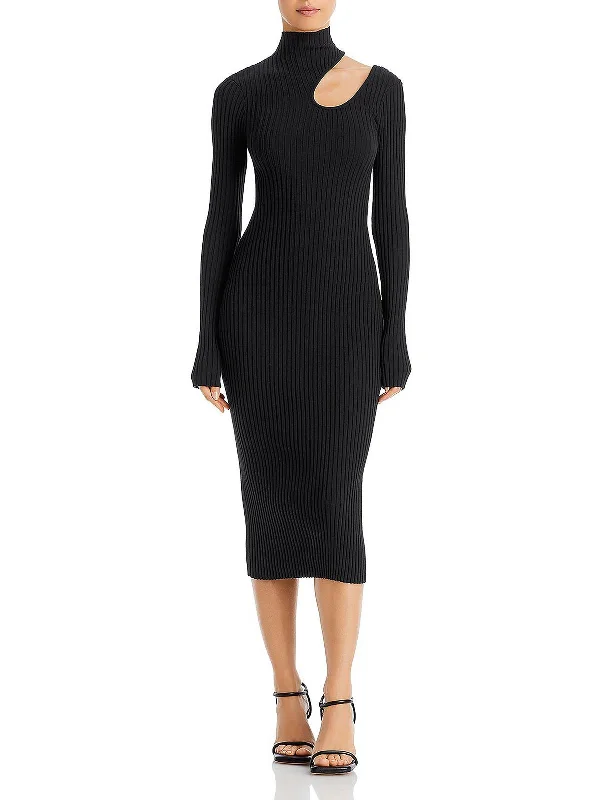 Closeout Victoria Womens Ribbed Midi Sweaterdress