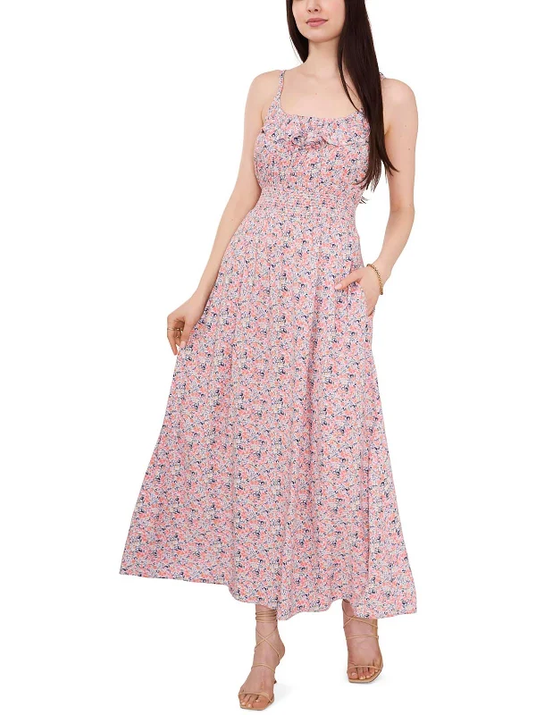 New Arrival Womens Floral Print Ruffled Maxi Dress