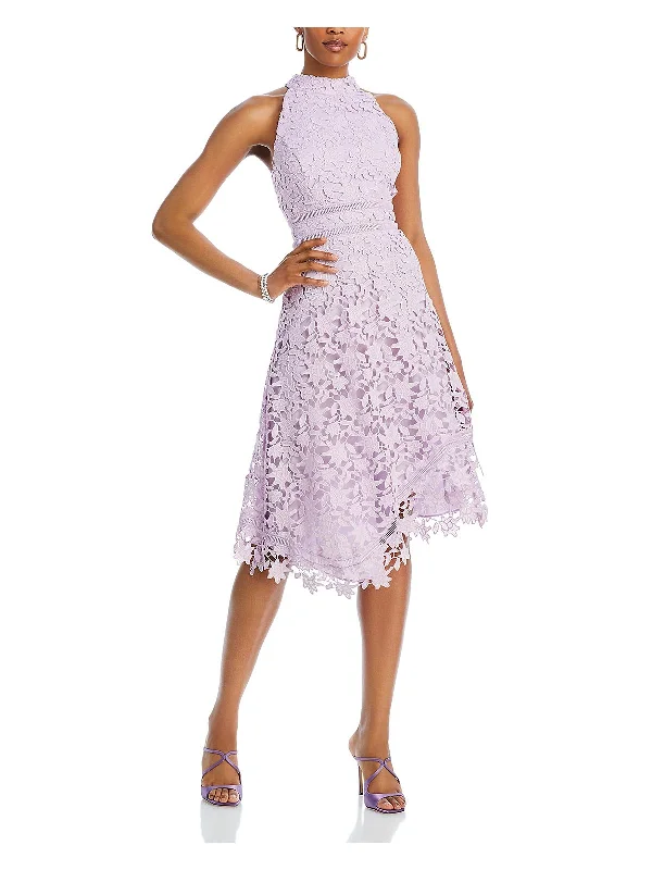 Special Buy Womens Ladder Stitch Asymmetric Halter Dress