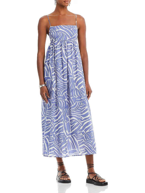 Steals and Deals Lucille Womens Cotton Printed Midi Dress