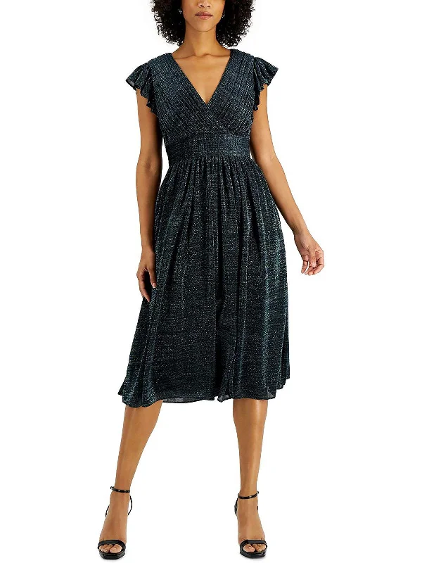 Sale Event Womens Metallic Surplice Midi Dress